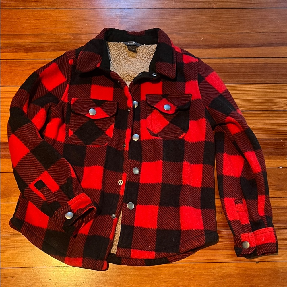 Eddie Bauer Kids Red and Black Plaid Jacket